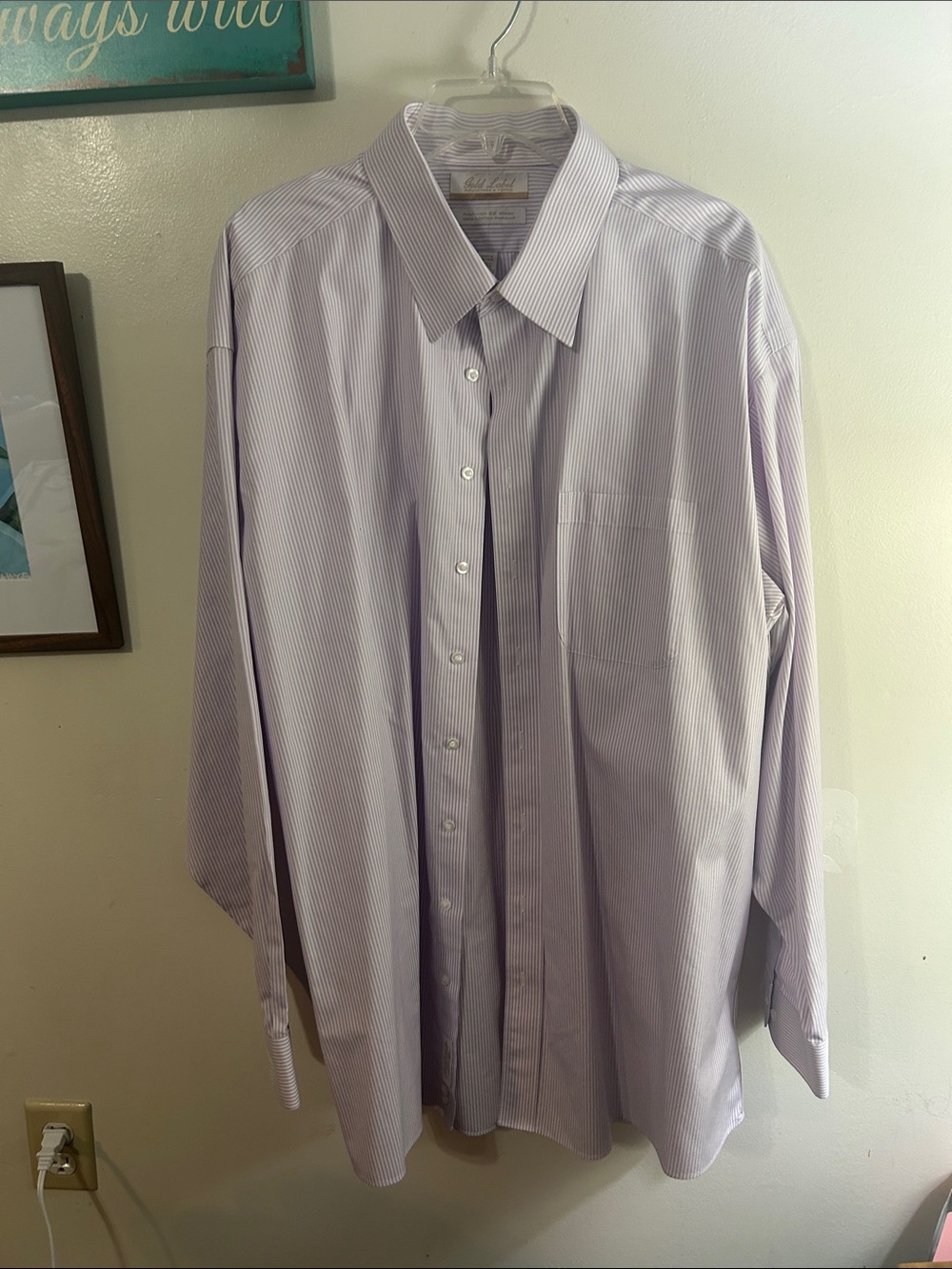 Men's Lavender Stripe Dress Shirt - Long Sleeve